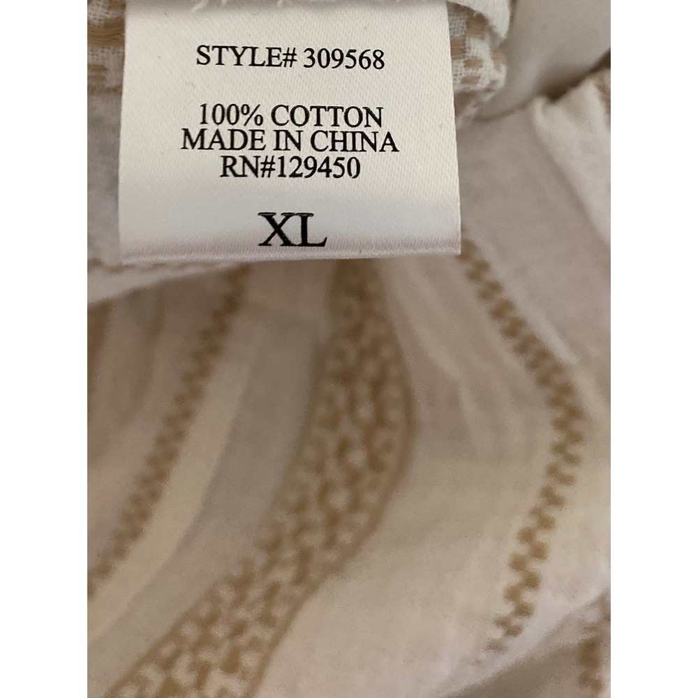 Coastal Comfort XL Cotton Gauze Striped Wide Leg Pants Cream Tan Elastic Waist - Picture 5 of 10